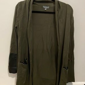 Small Market Spruce Cardigan with Faux Leather Accent